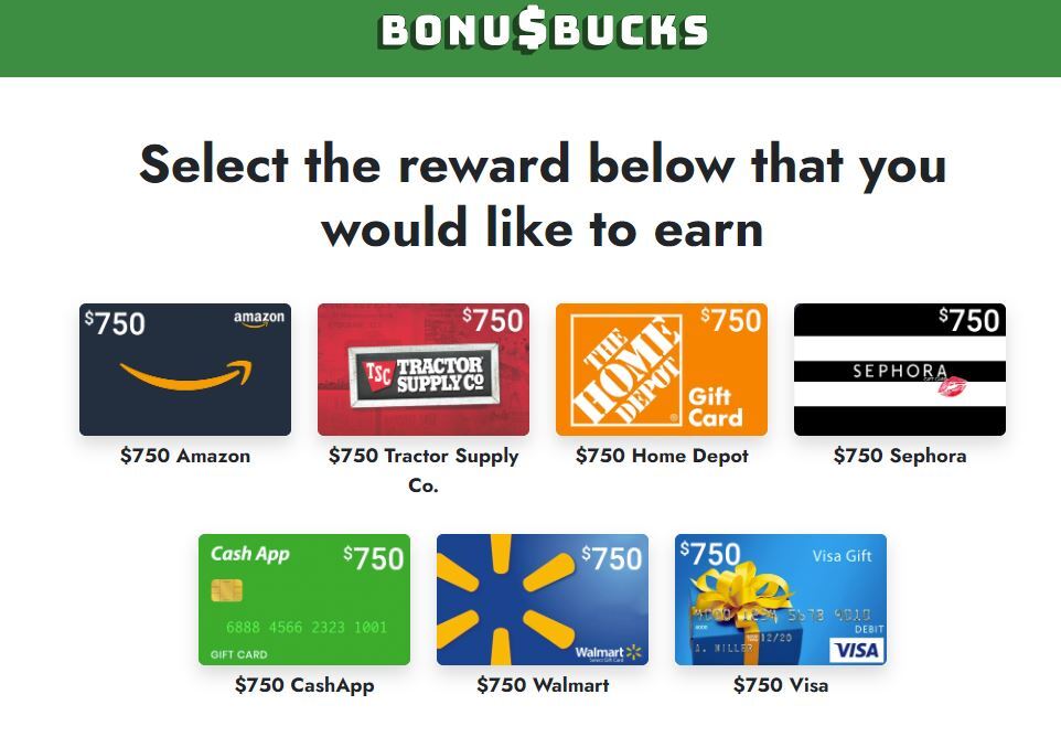 Bonus Bucks $750