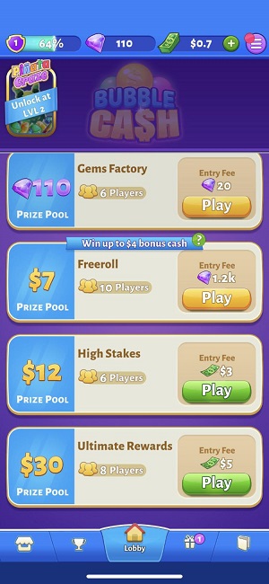 Bubble Cash tournament