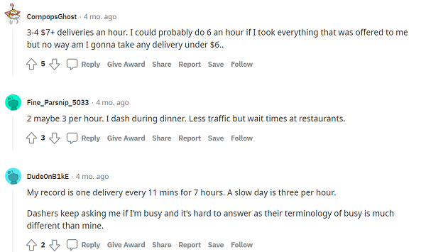 DoorDash Deliveries Per Hour Reddit