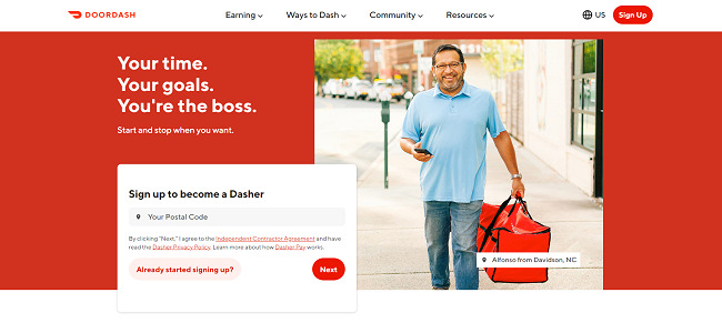 DoorDash driver sign up