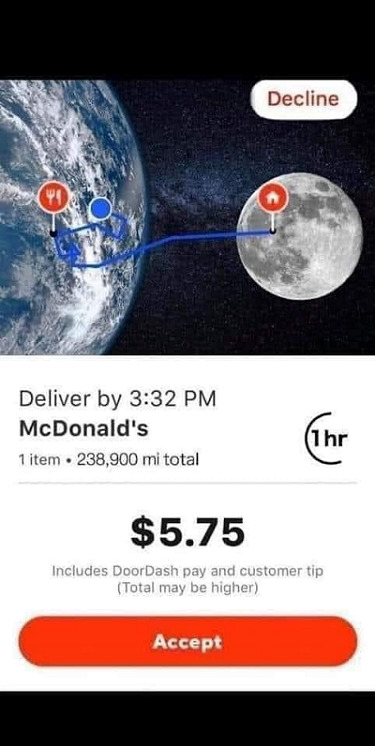 Far Delivery Distance Meme DoorDash