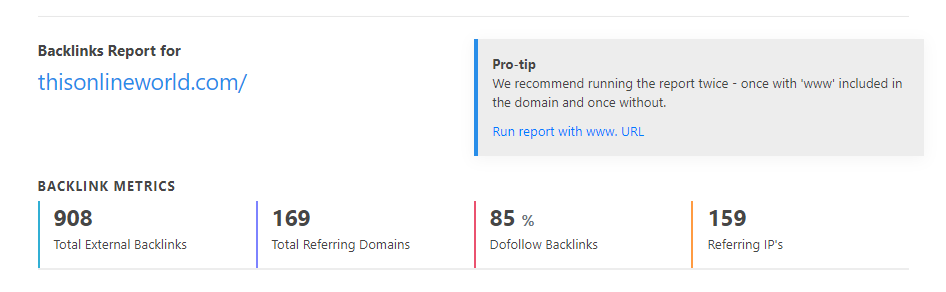 Hoth Backlink report