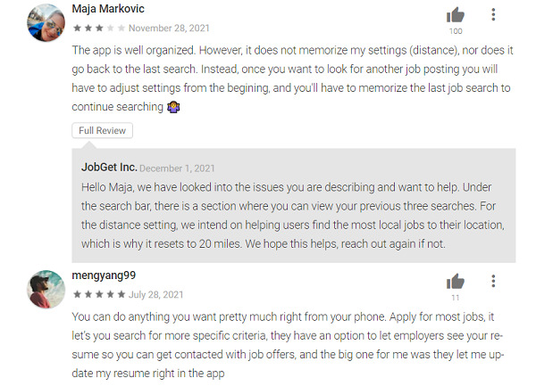 JobGet App Reviews