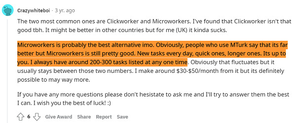 MTurk-alternative-Reddit