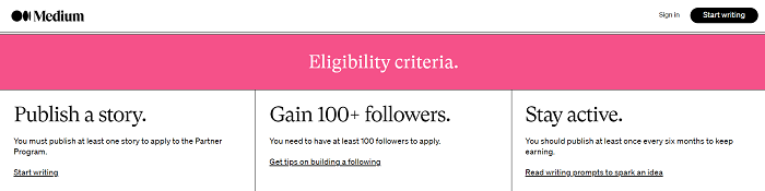 Medium Partner Program requirements