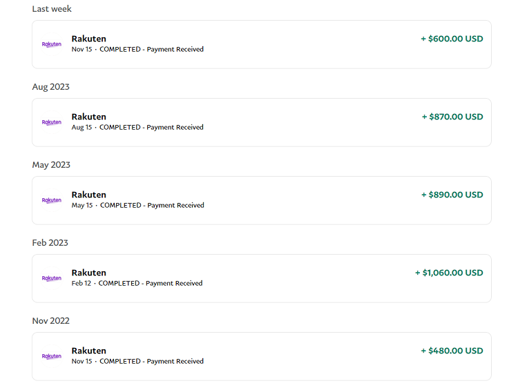 Rakuten big fat check payments