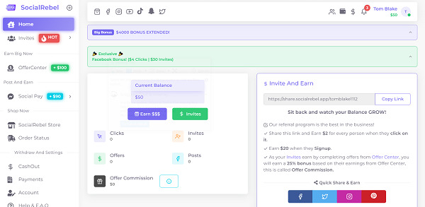 Social Rebel Dashboard