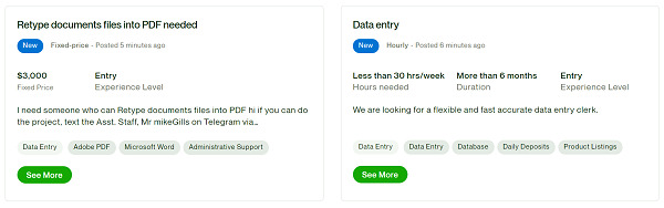 Upwork Data Entry Jobs